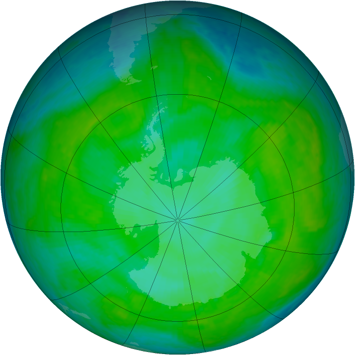 Antarctic ozone map for 16 December 2000